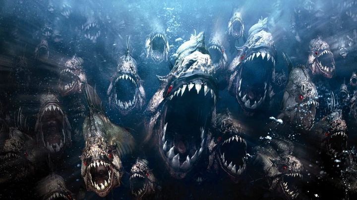 Una scena tratta dal film Piranha 3DD