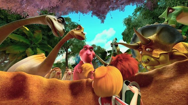 Una scena tratta dal film Dino e la macchina del tempo
