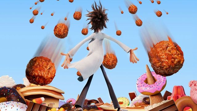 Una scena tratta dal film Piovono polpette