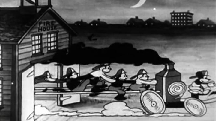 Una scena tratta dal film Topolino pompiere